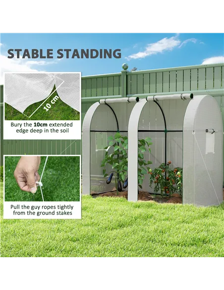 Outsunny 94 x 185cm Mini Two-Room Greenhouse - White