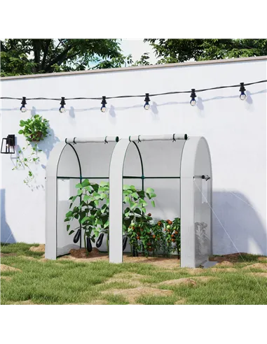 Outsunny 94 x 185cm Mini Two-Room Greenhouse - White