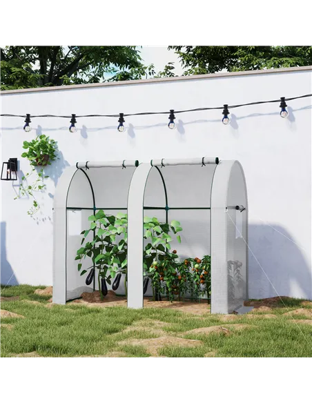 Outsunny 94 x 185cm Mini Two-Room Greenhouse - White