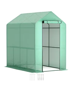 Outsunny 120 x 186cm Walk-In Greenhouse, with Shelves - Green