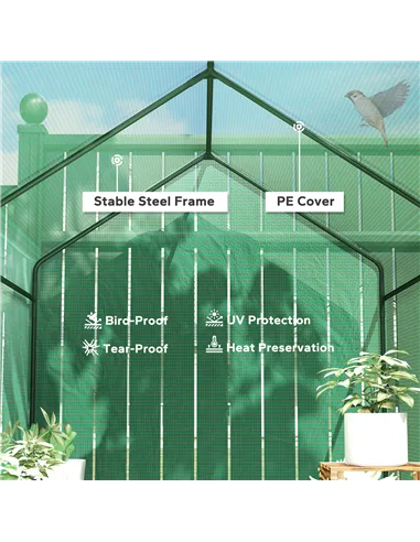 Outsunny 120 x 186cm Walk-In Greenhouse, with Shelves - Green