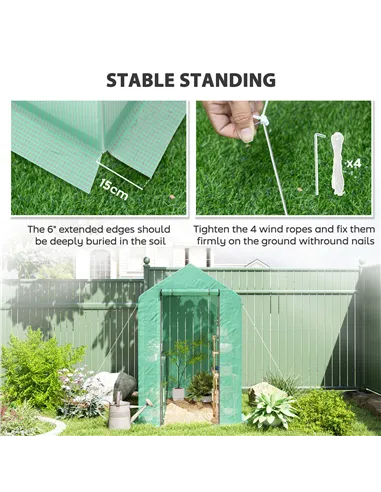 Outsunny 120 x 186cm Walk-In Greenhouse, with Shelves - Green