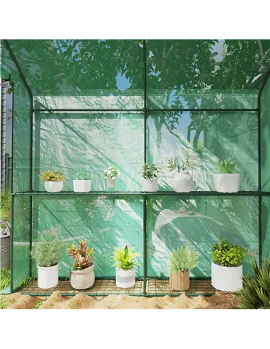 Outsunny 120 x 186cm Walk-In Greenhouse, with Shelves - Green