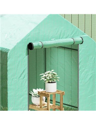 Outsunny 120 x 186cm Walk-In Greenhouse, with Shelves - Green