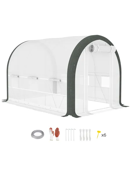 Outsunny 3 x 2(m) Walk-In Tunnel Greenhouse, with Accessories - White