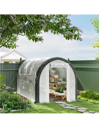 Outsunny 3 x 2(m) Walk-In Tunnel Greenhouse, with Accessories - White