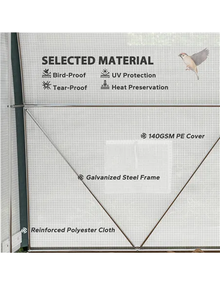 Outsunny 3 x 2(m) Walk-In Tunnel Greenhouse, with Accessories - White