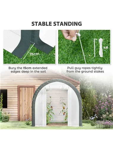 Outsunny 3 x 2(m) Walk-In Tunnel Greenhouse, with Accessories - White