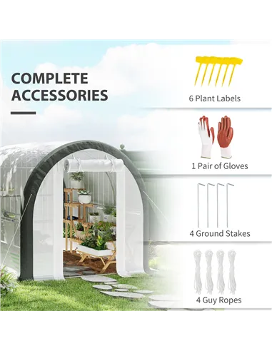 Outsunny 3 x 2(m) Walk-In Tunnel Greenhouse, with Accessories - White