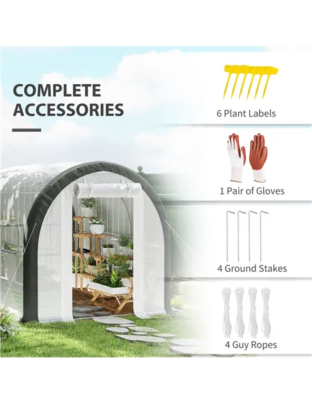 Outsunny 3 x 2(m) Walk-In Tunnel Greenhouse, with Accessories - White