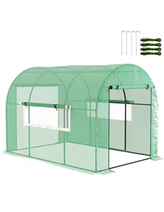Outsunny 300 x 200cm Walk-In Polytunnel Greenhouse - Green