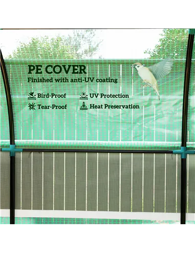 Outsunny 300 x 200cm Walk-In Polytunnel Greenhouse - Green