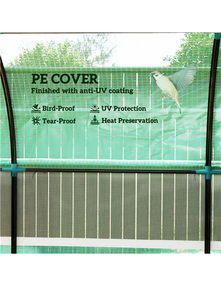 Outsunny 300 x 200cm Walk-In Polytunnel Greenhouse - Green