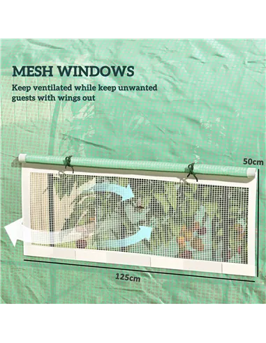 Outsunny 300 x 200cm Walk-In Polytunnel Greenhouse - Green