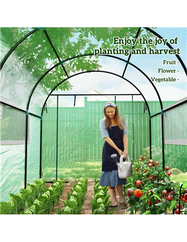 Outsunny 300 x 200cm Walk-In Polytunnel Greenhouse - Green