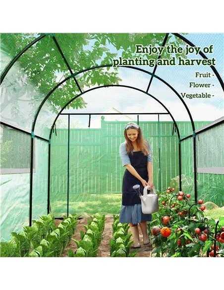 Outsunny 300 x 200cm Walk-In Polytunnel Greenhouse - Green