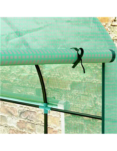 Outsunny 300 x 200cm Walk-In Polytunnel Greenhouse - Green