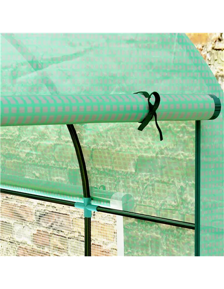 Outsunny 300 x 200cm Walk-In Polytunnel Greenhouse - Green
