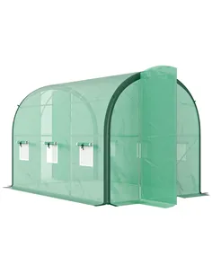 Outsunny 3 x 2(m) Polytunnel Greenhouse, with Windows and Doors - Green