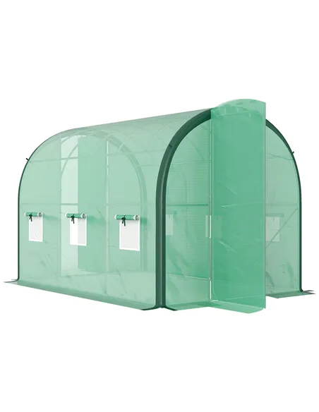 Outsunny 3 x 2(m) Polytunnel Greenhouse, with Windows and Doors - Green
