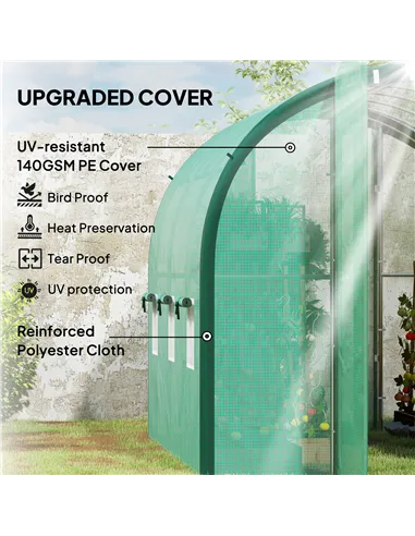 Outsunny 3 x 2(m) Polytunnel Greenhouse, with Windows and Doors - Green
