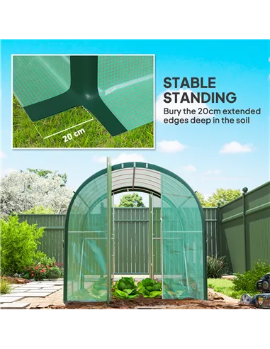 Outsunny 3 x 2(m) Polytunnel Greenhouse, with Windows and Doors - Green