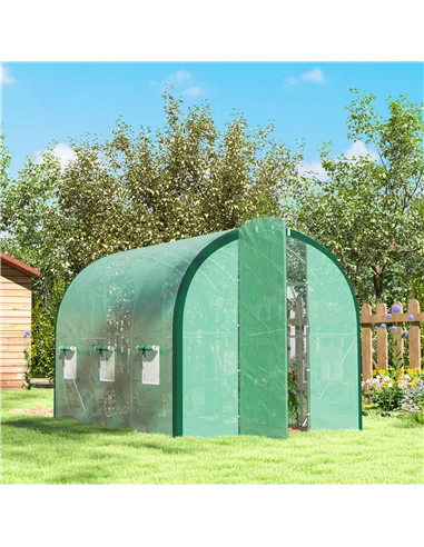 Outsunny 3 x 2(m) Polytunnel Greenhouse, with Windows and Doors - Green