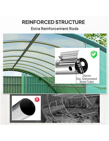Outsunny 4 x 3(m) Polytunnel Greenhouse, with Windows and Doors - Green
