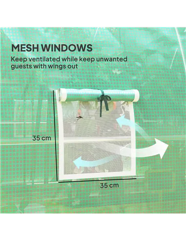 Outsunny 4 x 3(m) Polytunnel Greenhouse, with Windows and Doors - Green
