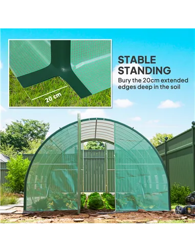 Outsunny 4 x 3(m) Polytunnel Greenhouse, with Windows and Doors - Green