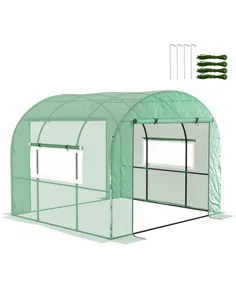 Outsunny 300 x 300cm Walk-In Polytunnel Greenhouse - Green
