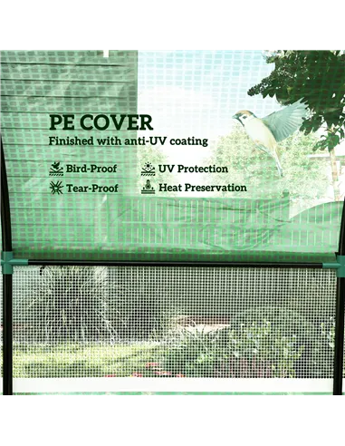 Outsunny 300 x 300cm Walk-In Polytunnel Greenhouse - Green