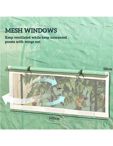 Outsunny 300 x 300cm Walk-In Polytunnel Greenhouse - Green