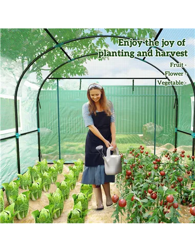 Outsunny 300 x 300cm Walk-In Polytunnel Greenhouse - Green