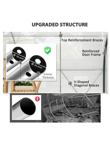 Outsunny 4 x 3(m) Walk-In Tunnel Greenhouse, with Accessories - White
