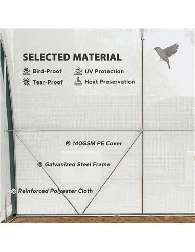 Outsunny 4 x 3(m) Walk-In Tunnel Greenhouse, with Accessories - White