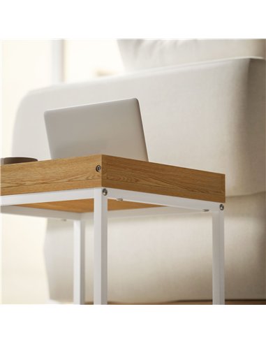 HOMCOM Set of Two Boxy Nesting Tables - White/Wood-Effect