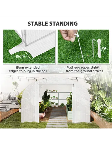 Outsunny 4 x 3(m) Walk-In Tunnel Greenhouse, with Accessories - White