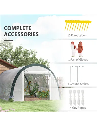 Outsunny 4 x 3(m) Walk-In Tunnel Greenhouse, with Accessories - White