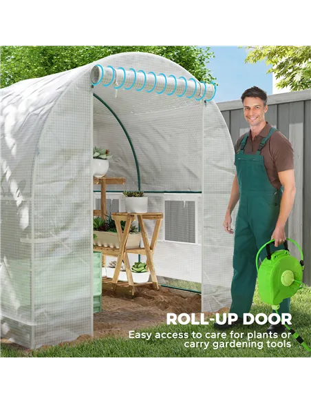 Outsunny 245 x 200cm Polytunnel Greenhouse - White