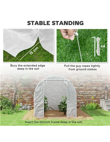 Outsunny 245 x 200cm Polytunnel Greenhouse - White