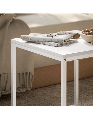 HOMCOM Set of Two Boxy Nesting Tables - White/Wood-Effect