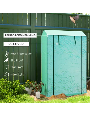 Outsunny 40 x 100cm Three Shelf Steel Frame Greenhouse - Green