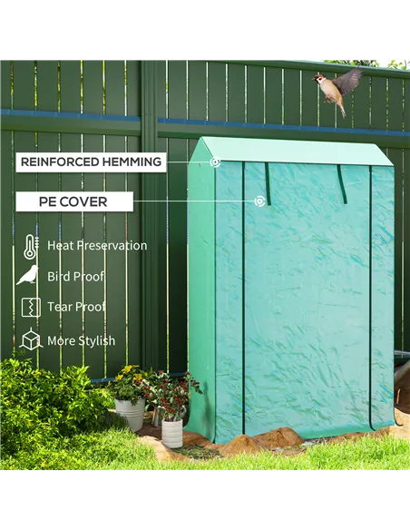 Outsunny 40 x 100cm Three Shelf Steel Frame Greenhouse - Green