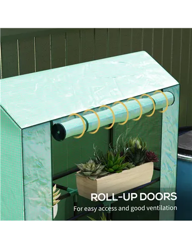 Outsunny 40 x 100cm Three Shelf Steel Frame Greenhouse - Green