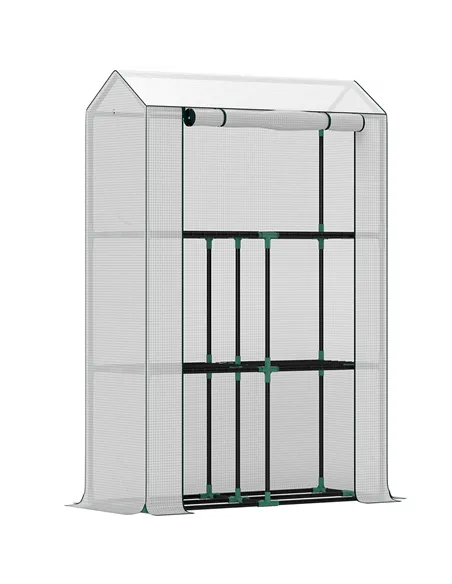 Outsunny 40 x 100cm Three Shelf Steel Frame Greenhouse - White