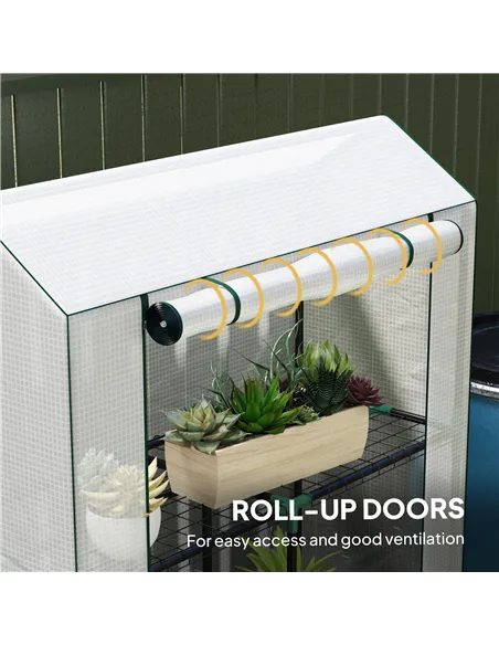 Outsunny 40 x 100cm Three Shelf Steel Frame Greenhouse - White