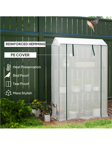 Outsunny 40 x 100cm Three Shelf Steel Frame Greenhouse - White