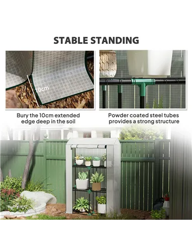 Outsunny 40 x 100cm Three Shelf Steel Frame Greenhouse - White