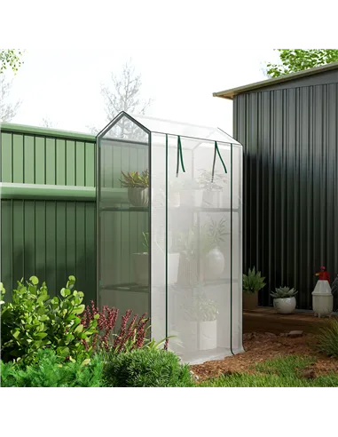 Outsunny 40 x 100cm Three Shelf Steel Frame Greenhouse - White
